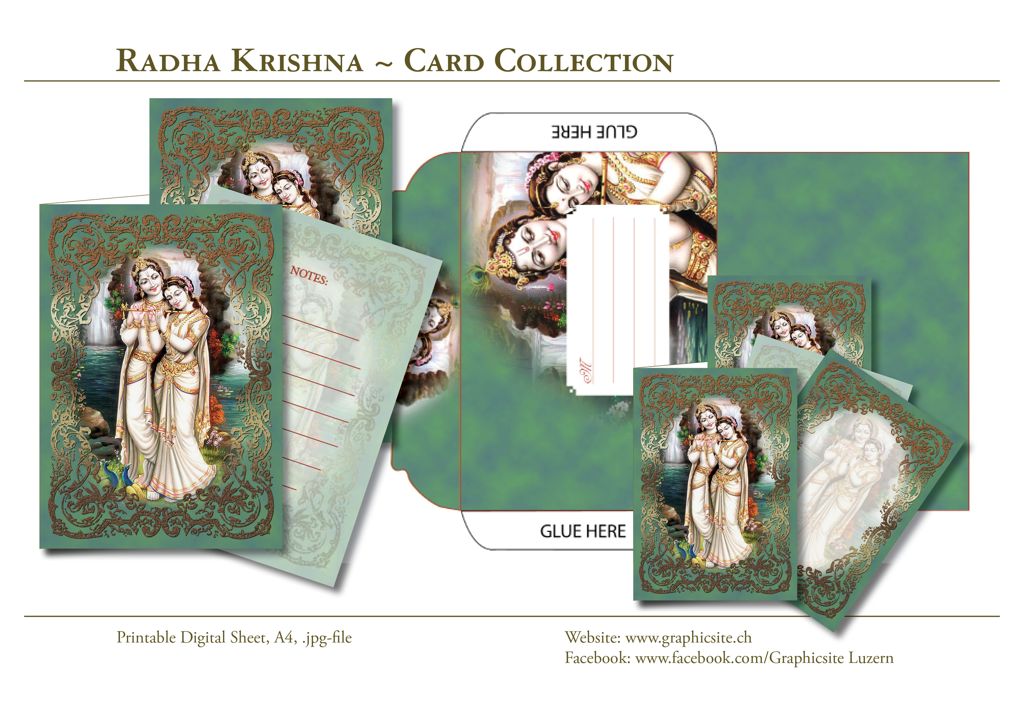 Printable Digital Sheets - DIN A Format - RhadaKrishna Card Collection - Graphic Design Luzern, Schweiz